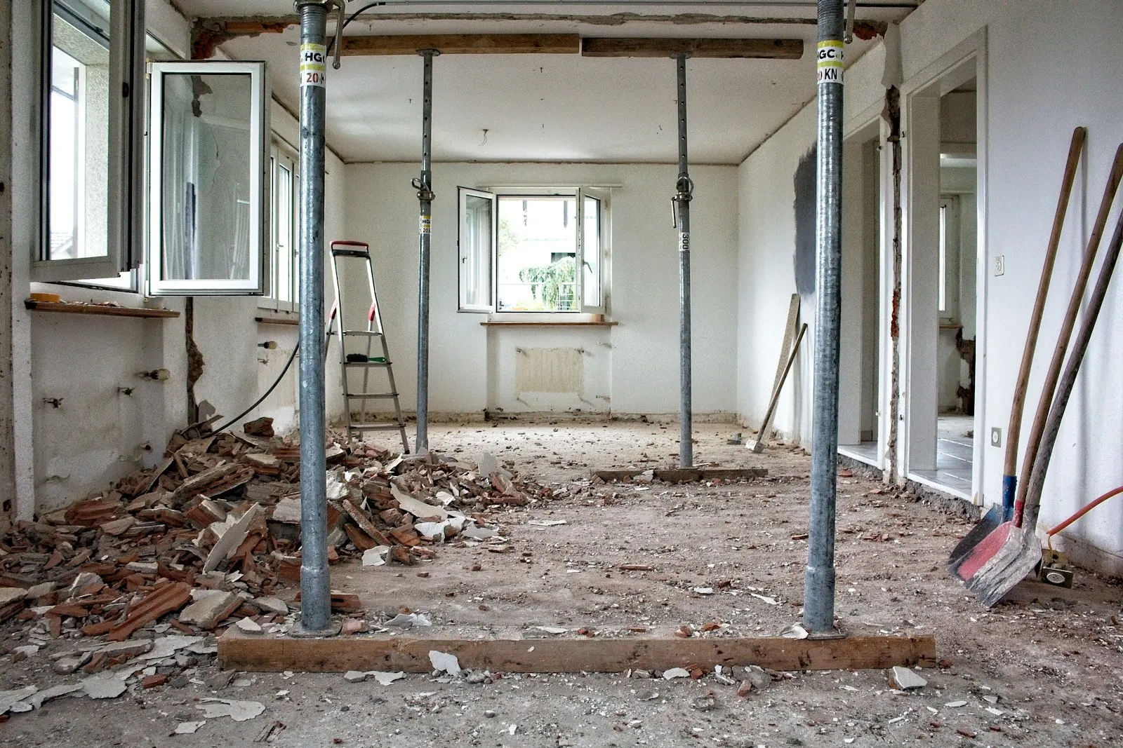 Before: the same room stripped out during demolition