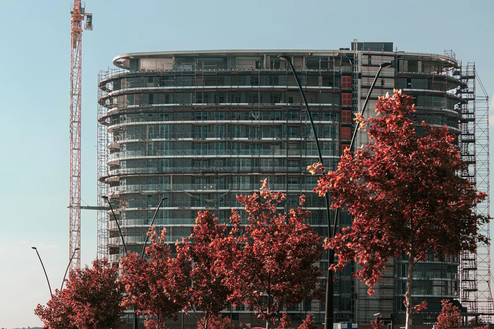 Glass curtain-wall façade of a commercial block